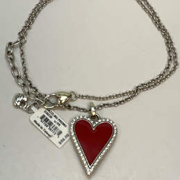 NWT Designer Brighton Silver-Tone Link Chain Red Heart Pendant Necklace alternative image