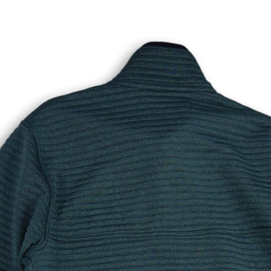 Mens Teal Mock Neck Long Sleeve 1/4 Snap Pullover Sweater Size L Reg image number 4