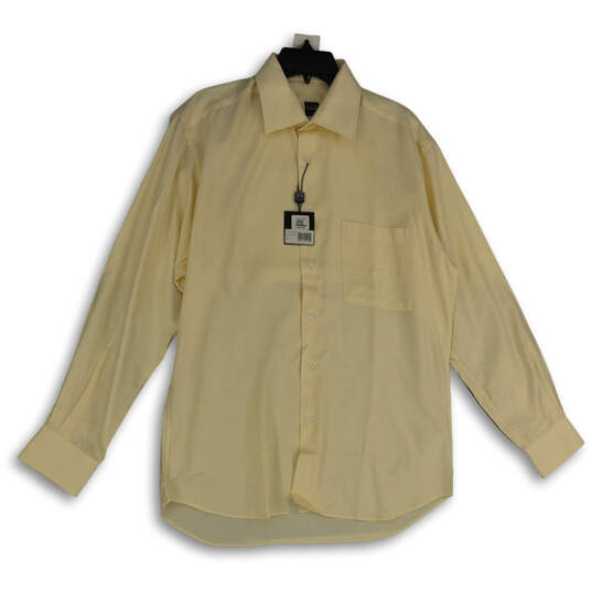 NWT Mens Yellow Long Sleeve Collared Front Pocket Dress Shirt Sz 34 /15.5 image number 1