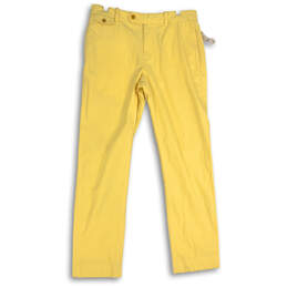 NWT Mens Yellow Flat Front Stretch Straight Leg Chino Pants Size 32x30