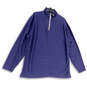 Mens Blue 1/4 Zip Mock Neck Long Sleeve Regular Fit Pullover Sweater Sz XLT image number 1