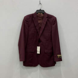 NWT Mens Burgundy Long Sleeve Single Breasted Two Button Blazer Size 40R
