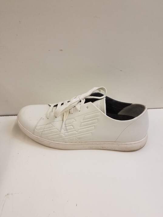 Armani Emporio White Leather Low Lace Up Sneakers Men's Size 11 M image number 1