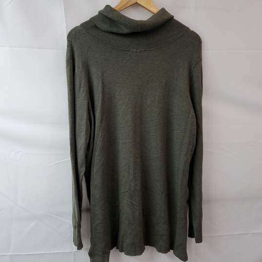 Tribal Cowl Neck Olive Green Sweater Tunic XL NWT image number 2