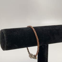 Designer Pandora 925 Sterling Silver Twisted Leather Strap Charm Bracelet