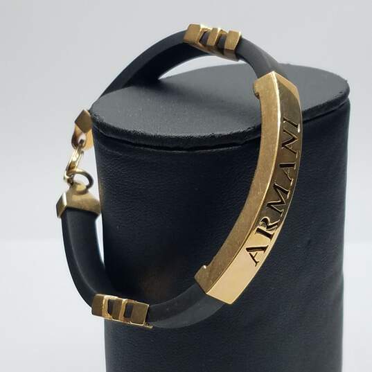 Armani 14K Gold Black Rubber Bracelet 20.8g image number 2