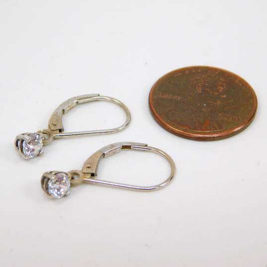 Romantic 14k White Gold CZ Hoop Earrings 1.3g image number 4