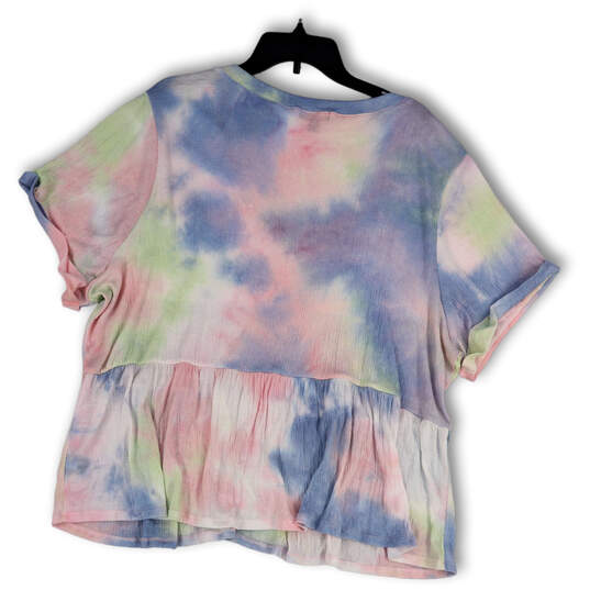 NWT Womens Multicolor Ombre Short Sleeve V-Neck Pullover Blouse Size 22/24 image number 4