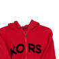 Mens Red Long Sleeve Heavy Duty Pockets Logo Full-Zip Hoodie Size Large image number 3