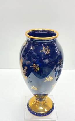 Limoges France Cobalt and Gold 10 inch Tall Decorative Porcelain Table Top Vase