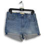 Womens Blue Denim High Rise 5-Pocket Design Cuffed Hem Mom Shorts Size 11 image number 1