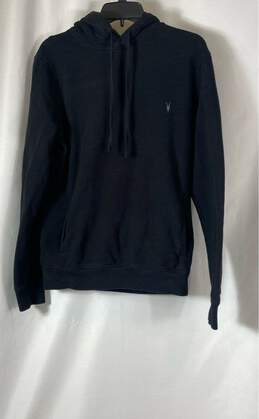 AllSaints Mens Black Pockets Long Sleeve Winter Pullover Hoodie Size Small