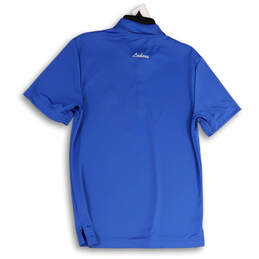 Womens Blue Short Sleeve Spread Collar Side Slit Polo Shirt Size Small alternative image