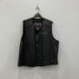 Mens Black Leather Sleeveless Zipper Pocket Motorcycle Vest Size 3XL image number 1