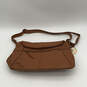NWT Womens Brown Leather Adjustable Strap Pockets Magnetic Crossbody Bag image number 3