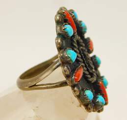 Effie Tawahongva 925 Hopi Coral & Turquoise Chunky Ring 7.7g alternative image