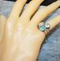 YS Signed Sterling Silver Blue Topaz, Blue Glass, & Faux Moonstone Accent Ring Size 5 - 4.9g image number 1
