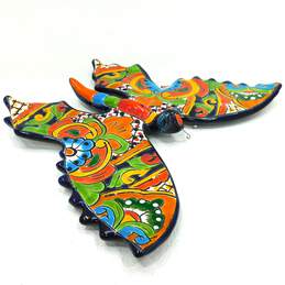 Vintage Talavera Mexican Pottery Folk Art Butterfly Wall Art Hanging 14 Inch