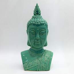 Large Ceramic Turquoise Blue Glaze Thai Buddha Head Statue Idol God 22 Inch