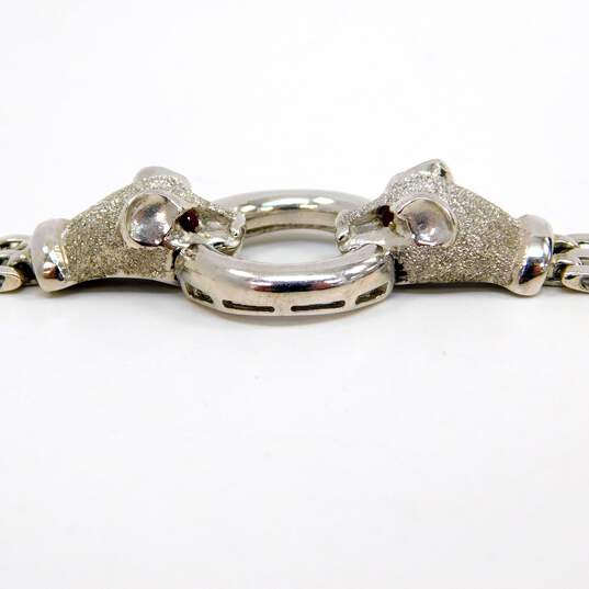 14K White Gold Ruby Eye Opossum Heads Panther Chain Bracelet 26.1g image number 4