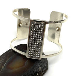 Designer Brighton Silver-Tone Crystal Cut Stones Danube Wide Cuff Bracelet