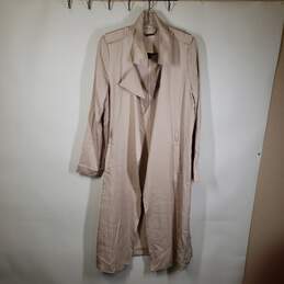 Womens Collared Long Sleeve Open Front Long Trench Coat Size Medium
