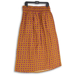 Womens Orange Geometric Pleated Stretch Pull-On A-Line Skirt Size Large alternative image