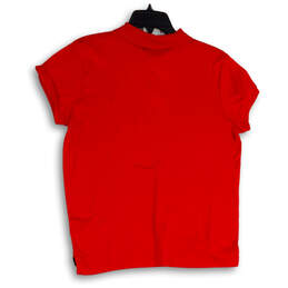Womens Red Spread Collar Short Sleeve Athletic Polo Shirt Size X-Large alternative image