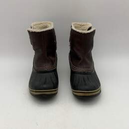 Sorel Womens Brown Leather Round Toe Block Heel Ankle Winter Boots Size 8