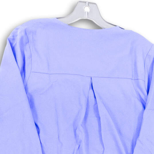 NWT Womens Blue Balloon Sleeve Tie Neck Shift Dress Size Medium image number 4
