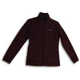 Womens Purple Better Sweater Long Sleeve Full-Zip Fleece Jacket Size Small