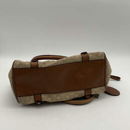 Womens Brown Beige Leather Inner Pockets Adjustable Strap Satchel Bag alternative image