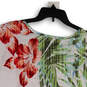 NWT Womens White Floral Round Neck Short Sleeve Pullover Blouse Top Size 3 image number 4