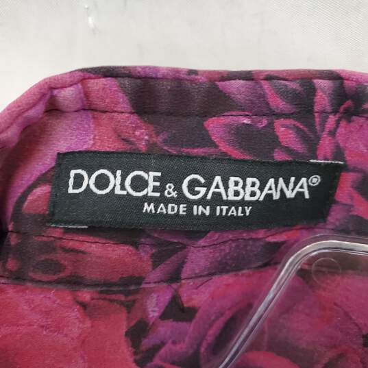 Dolce & Gabbana Women's Rose Floral Print Button Up Blouse Size 40 image number 3