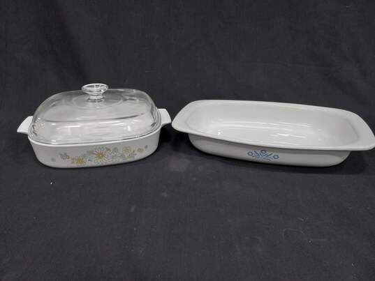 Pair Of White Corning Ware Cookware image number 1