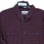 Mens Burgundy Plaid Liquid Cotton Pockets Long Sleeve Button-Up Shirt Sz XL image number 3