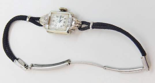 Vintage Lady Elgin 14K White Gold 0.06 CTTW Diamond Case 19 Jewels Watch 11.6g image number 7