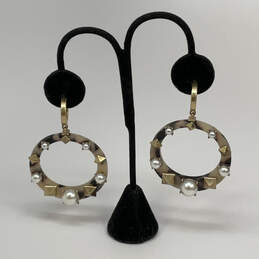 Designer Stella & Dot Gold-Tone Multiple Pearls Game Changer Hoop Earrings