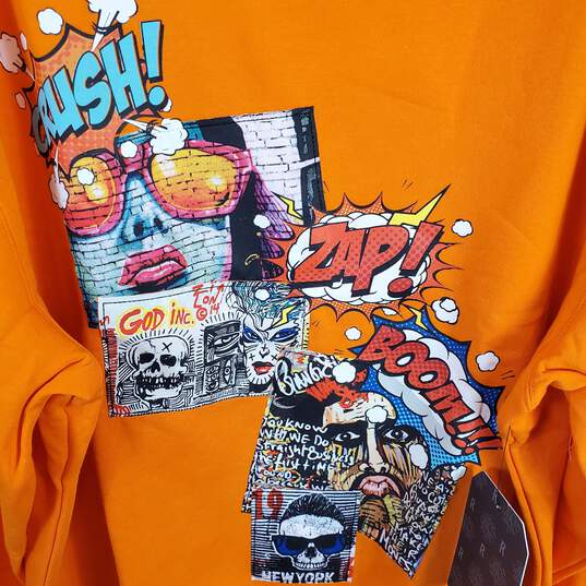 Rutherford Men Orange Graphic Sweatshirt M NWT image number 7
