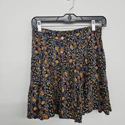 Multicolor Floral Print Button Up High Waist Skirt
