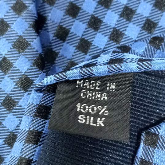 Men's Michael Kors Blue Checked Silk Tie image number 4