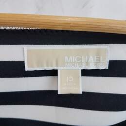 Michael Kors black and cream striped neoprene sleeveless dress size 10 alternative image