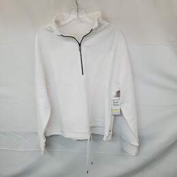 Wm Zella Solid Textured White Half Zip Pullover Sweatshirt Sz L W/Tags