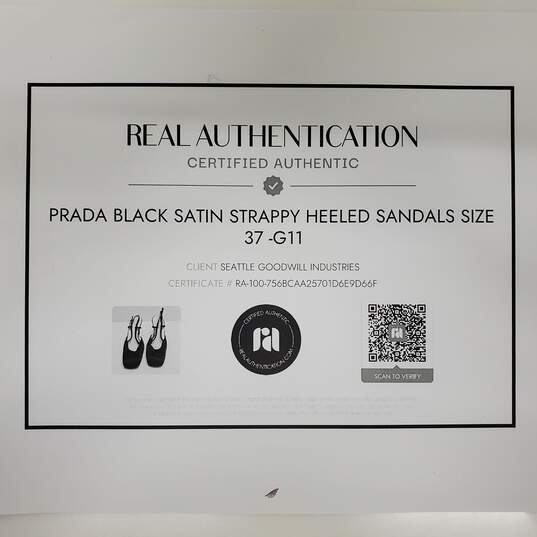 Prada Black Satin Strappy Heeled Sandals Women's Size 6.5 image number 7