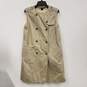Womens Tan Cotton Sleeveless Round Neck Button Front Trench Coat Size M image number 1