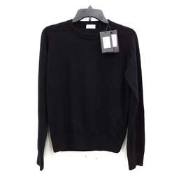 Saint Laurent Paris Crew Neck Long Sleeve Women's Sweater in Black Cashmere Size L with COA NWT
