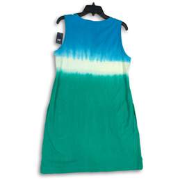 NWT Womens Blue Green Colorblock Split Neck Sleeveless Shift Dress Size 10/12 alternative image