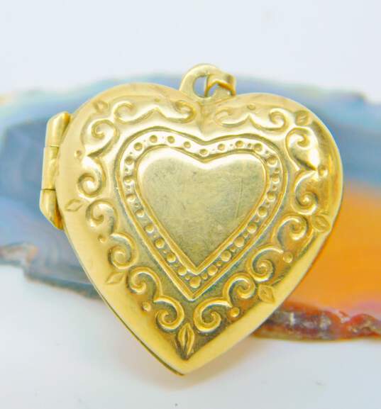 Romantic 14K Yellow Gold Heart Locket Pendant 3.2g image number 2