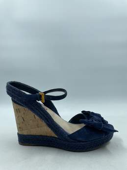 Authentic Prada Blue Wedge Sandals W 8