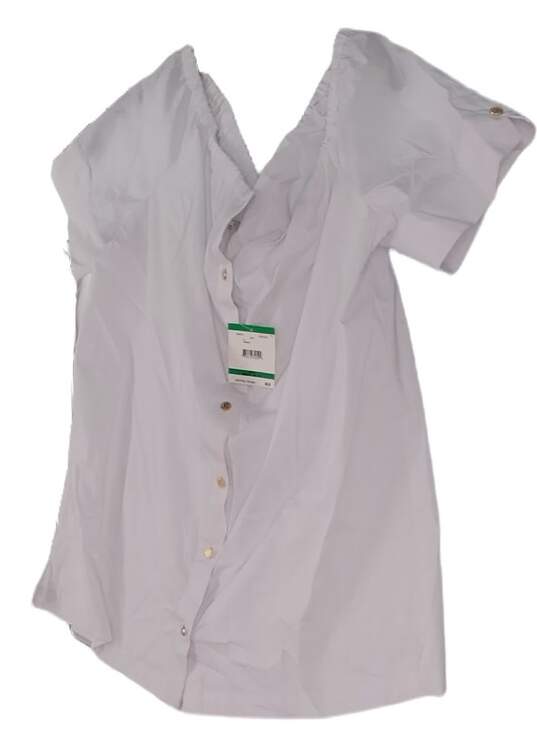 NWT Womens White Short Sleeve Casual Blouse Top Size Large image number 2